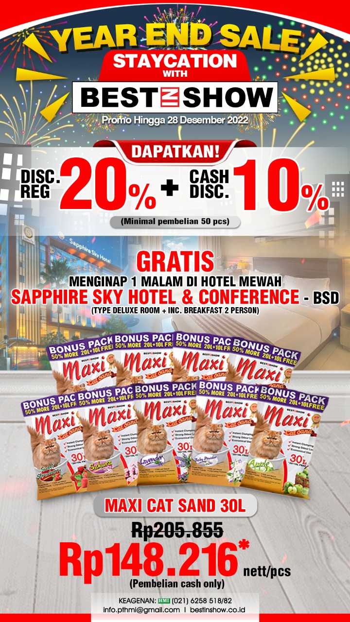 YEAR END SALE STAYCATION WITH BEST IN SHOW (MAXI CAT SAND 30LT)